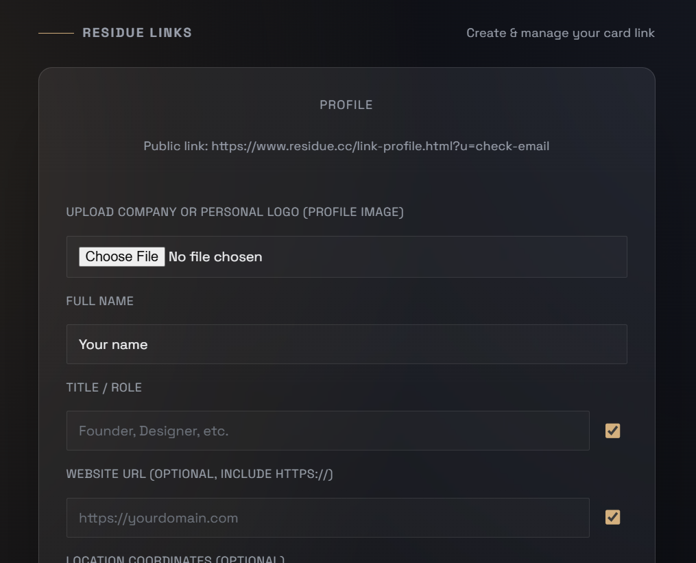 Card management dashboard