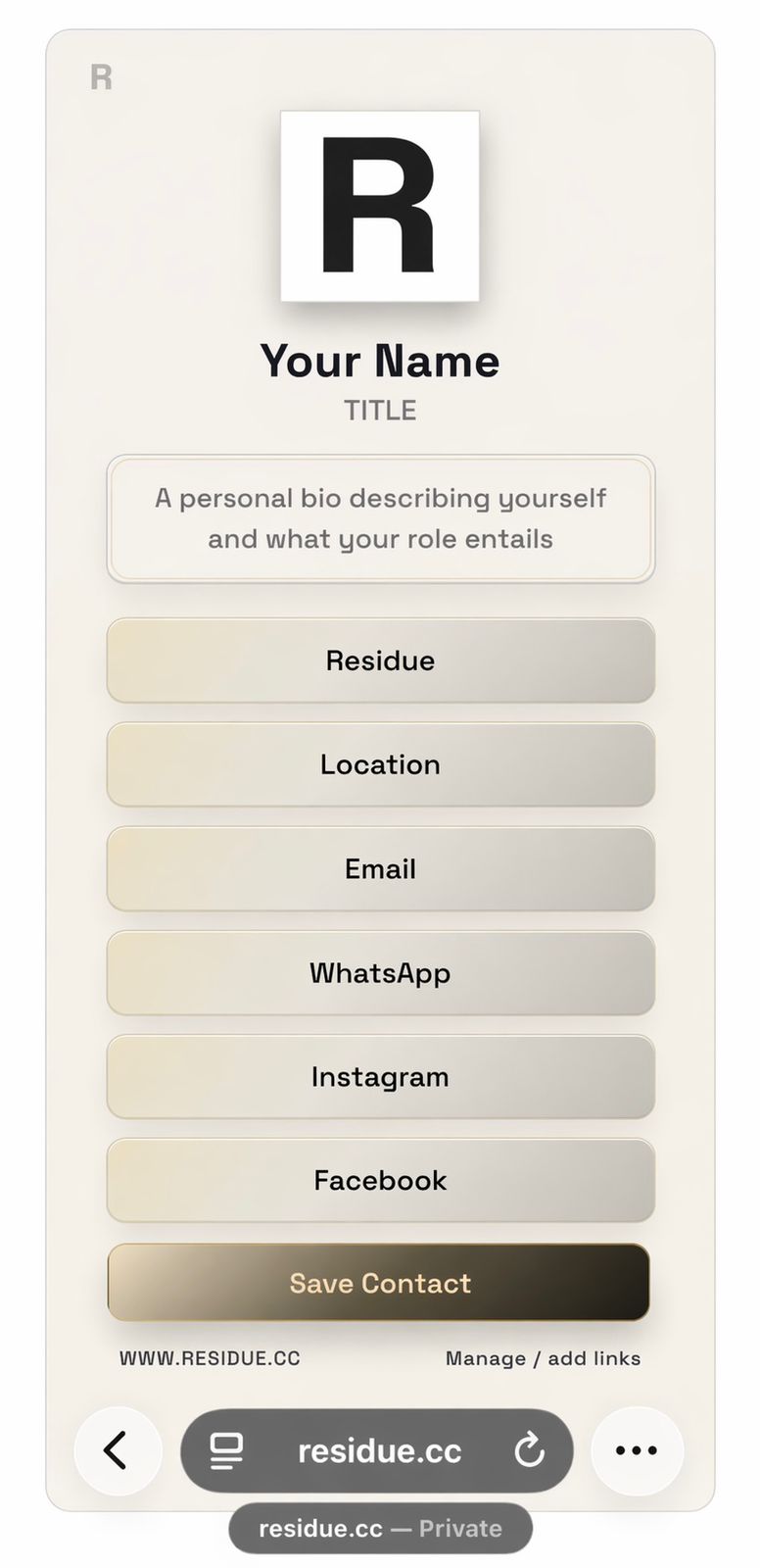 Residue digital profile preview
